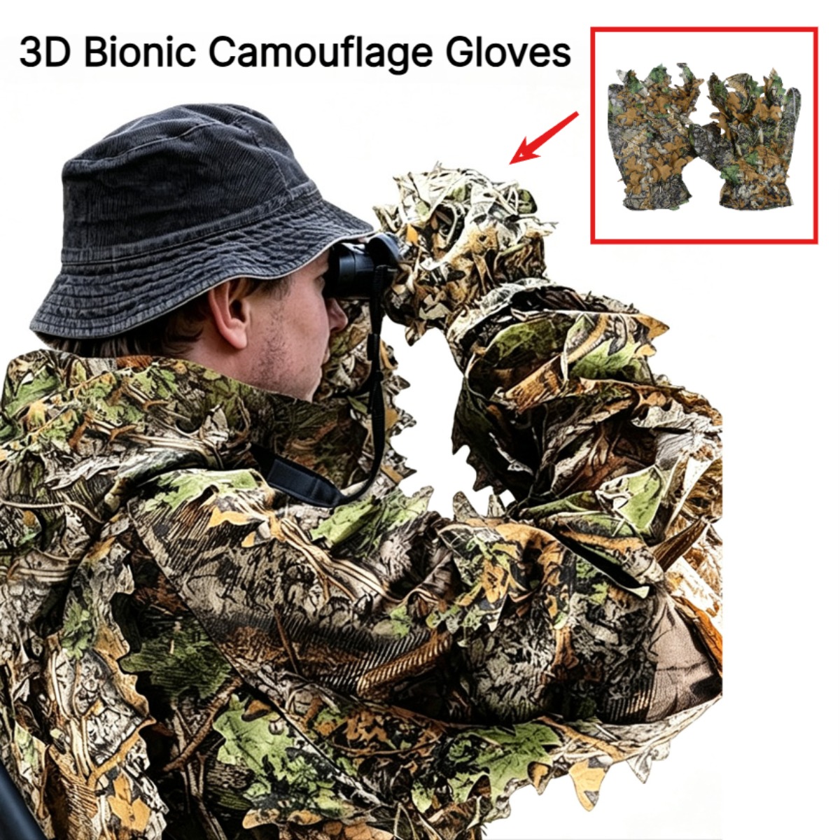 Photography Gear - Sarung Tangan Berburu Daun Kamuflase 3D